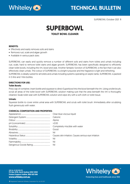 Key benefits of Superbowl toilet cleaner including heavy duty cleaning and septic safe formula