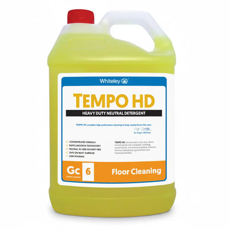 Tempo HD 5L concentrated neutral detergent bottle for commercial cleaning