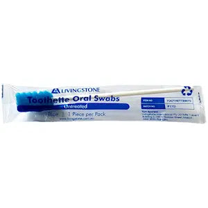 Toothette Untreated Oral Swabs, individually wrapped disposable foam oral care swabs, 100 pack for hospitals, aged care, dental clinics and home care.