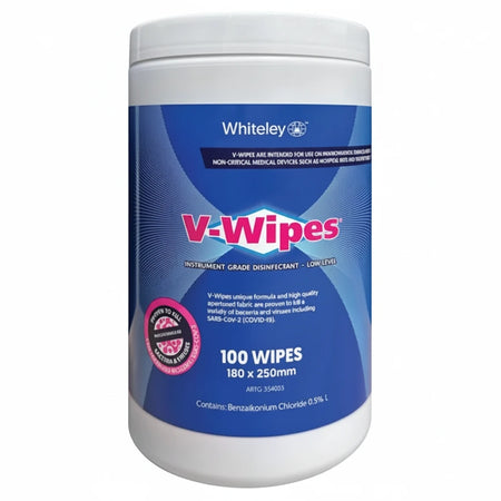 V-Wipes hospital grade disinfectant wipes 100 count canister