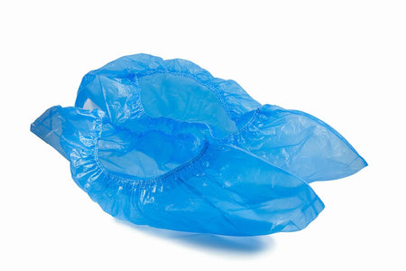 Shoe Covers Disposable Blue Plastic - 100pcs
